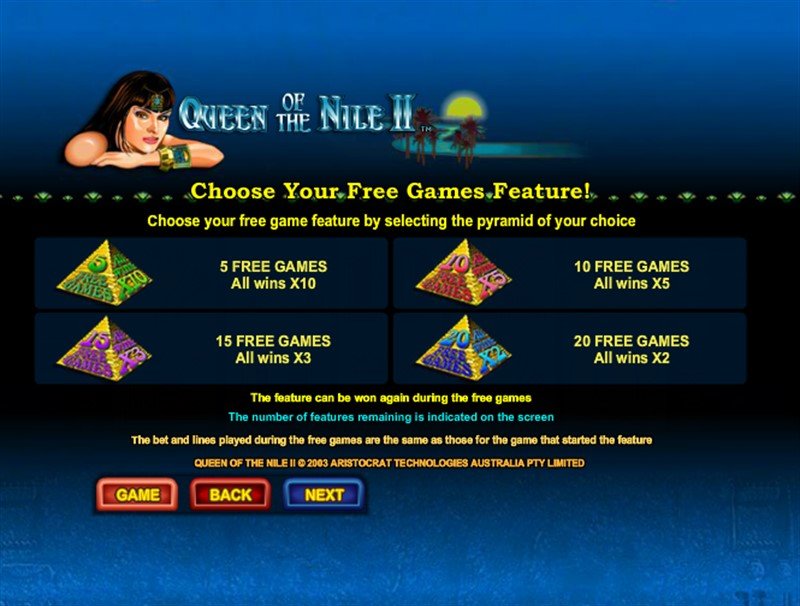 Queen of the Nile II очки за выигрыш 2