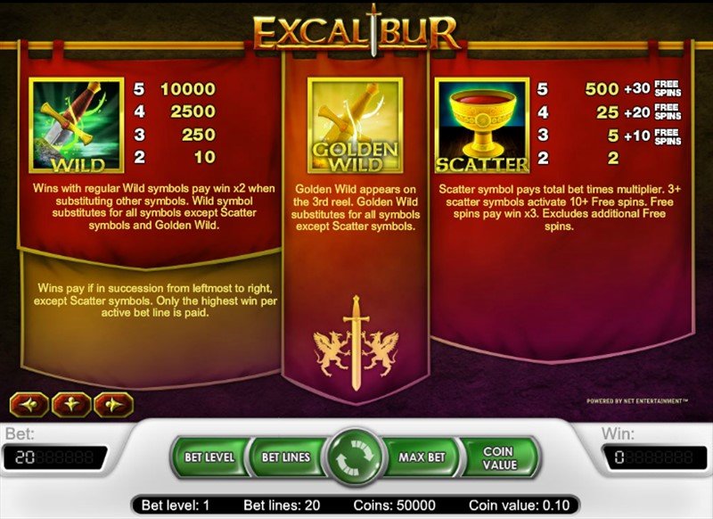 Excalibur очки за выигрыш 2