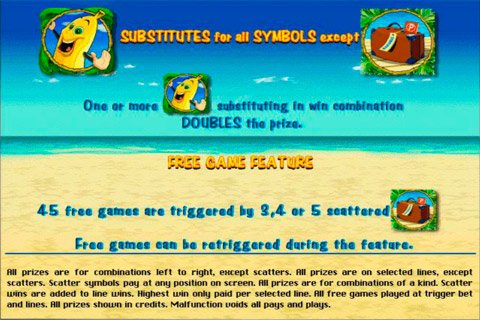 Игровой автомат бананы (Bananas go Bahamas) payTable